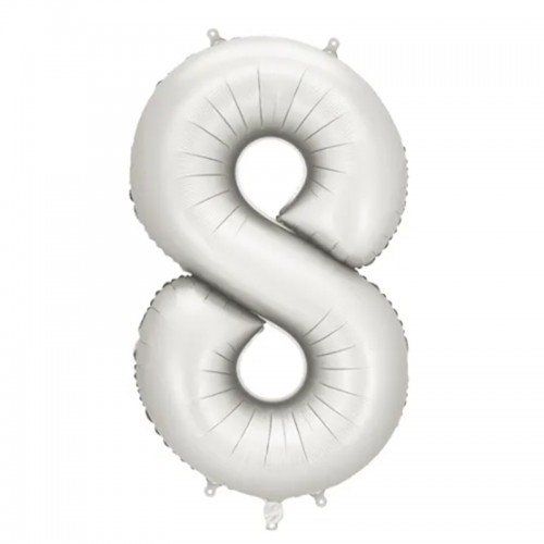 Balão Número 8 Prateado Mate Balão Número 8 Prateado Mate